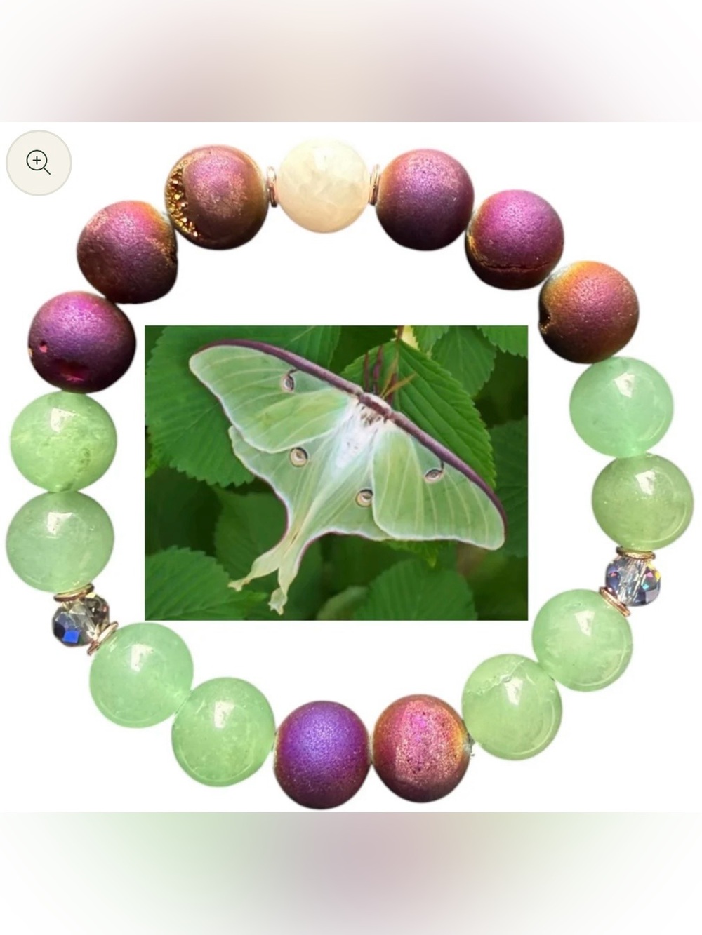 Embrace Our Souls Natural Stone 7” Stretch Bracelet in LUNA MOTH NWT